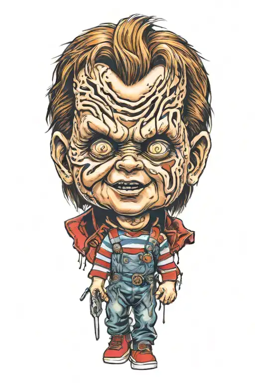 chucky,Annabelle, jason , freddy krueger tattoo design idea