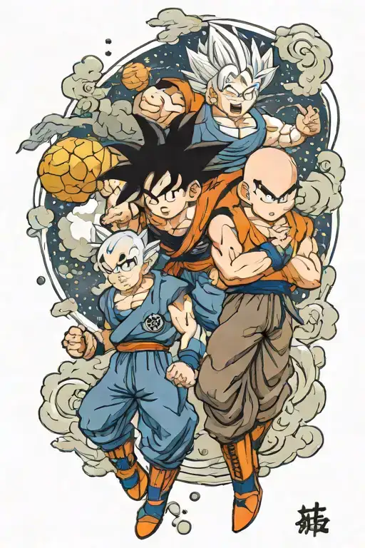 Goku and krillin nimbus tattoo design idea