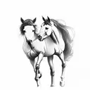 A sketch of a horse and its foal running freely in a meadow tattoo design idea