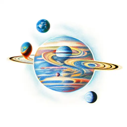 planets and softwares tattoo design idea