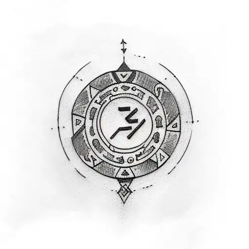 A barista-themed tattoo featuring Viking runes in a sketched style tattoo design idea