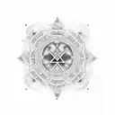 A dotwork tattoo combining a mandala and Viking runes inspired by the love for fleurs tattoo design idea