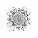 A dotwork tattoo combining a mandala and Viking runes inspired by the love for fleurs tattoo design idea