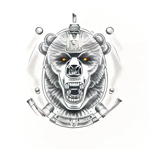 zombie bear in armour tattoo design idea