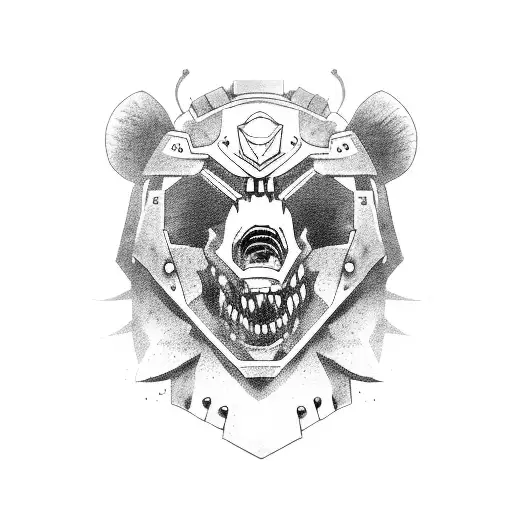 zombie bear in armour tattoo design idea