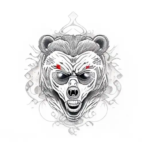 zombie bear tattoo design idea