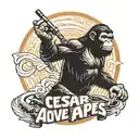planet of the apes with words Cesar love human more than apes tattoo design idea
