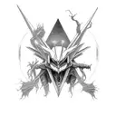 A fusion of Evangelion and dark fantasy elements tattoo design idea