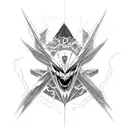 A fusion of Evangelion and dark fantasy elements tattoo design idea