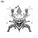 A fusion of Evangelion and dark fantasy elements tattoo design idea