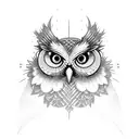 A Gothic cathedral on fire from which an owl emerges tattoo design idea