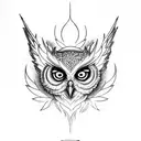 A Gothic cathedral on fire from which an owl emerges tattoo design idea