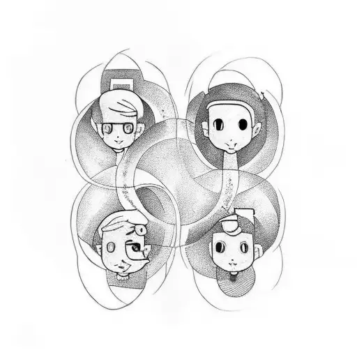 I jeed a tattoo that resembles our family of 2 boys and husband and wife in lines and circles tattoo design idea