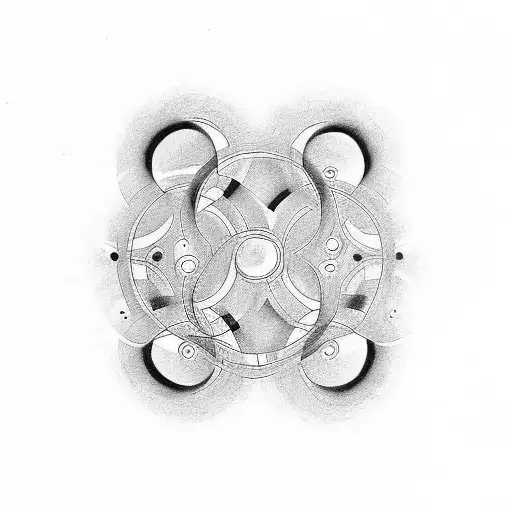 I need a tattoo that resembles our family of 2 boys and husband and wife in lines and circles abstract tattoo design idea