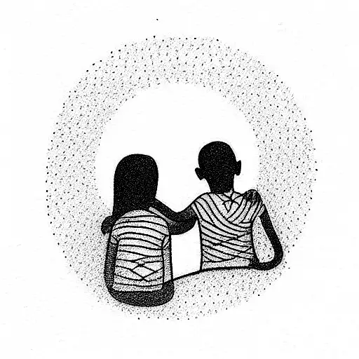 I need a tattoo that resembles our family of 2 boys and husband and wife in lines and circles abstract tattoo design idea