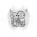 I jeed a tattoo that resembles our family in lines and circles of 2 boys and husband and wife in lones and corcles tattoo design idea