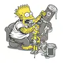 Bart Simpson pours a beer over Lisa's head tattoo design idea