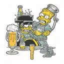 Bart Simpson pours a beer over Lisa's head tattoo design idea