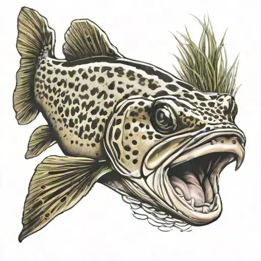 brown trout painted pig  tattoo design idea