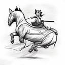 A hotdog riding a horse tattoo design idea