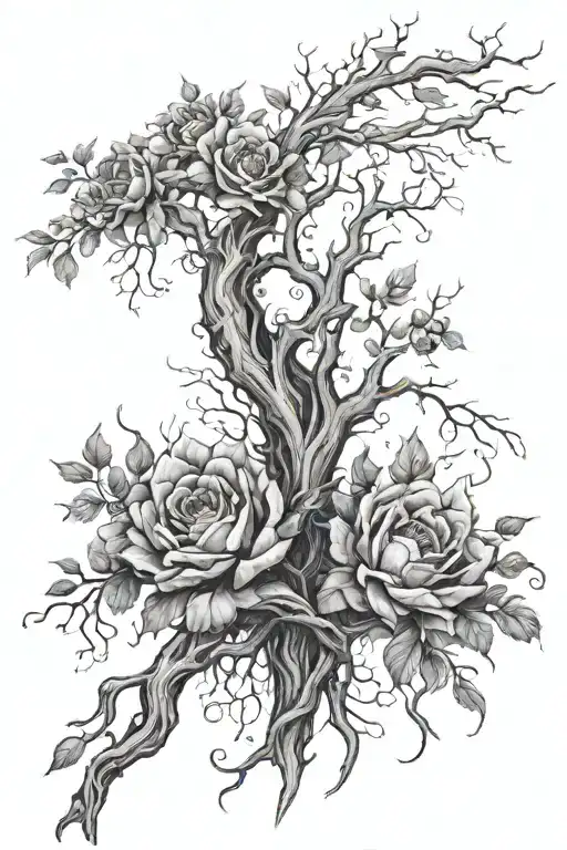 I want a tattoo on the spine, so that the bottom were realistic enough roots, and closer to the neck cross beautiful and tattoo design idea