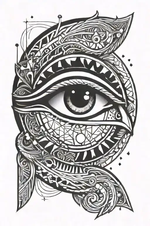 eye of horus with moon and galaxy tattoo design idea