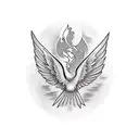 Pheonix spread wings front facing on shoulder crossing over to back and chest tattoo design idea