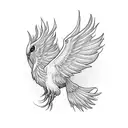 Pheonix spread wings front facing on shoulder crossing over to back and chest tattoo design idea