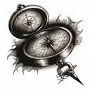 birth date weight time blowline compass tattoo design idea