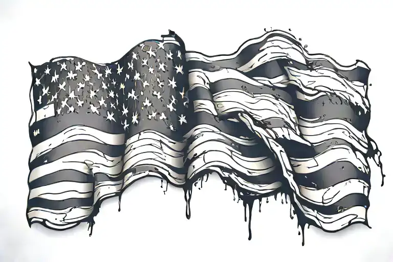 American Flag primarily black tattoo design idea