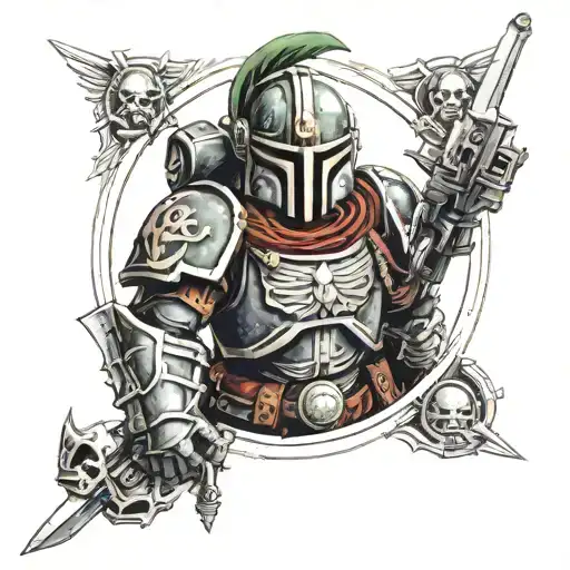 Link as space marine with 40k logo  tattoo design idea