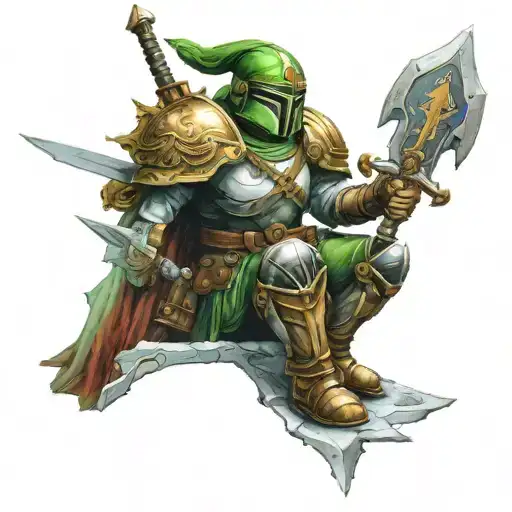Link as space marine with master sword. warhammer 40k logo  tattoo design idea