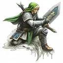 Link as space marine with master sword. warhammer 40k logo  tattoo design idea