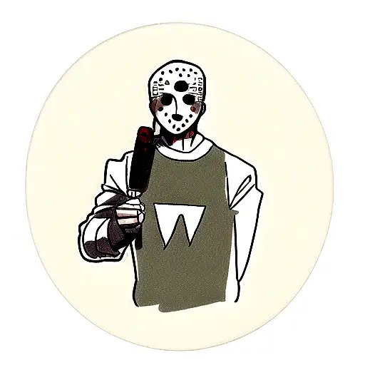 Jason Voorhees holding a knife with tears in his eyes tattoo design idea