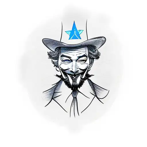 uncle sam wearing a guy fawkes mask tattoo design idea