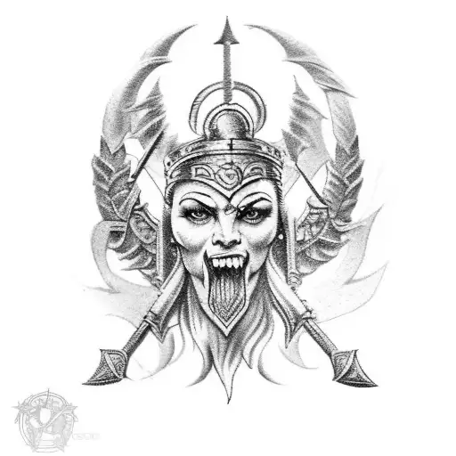 Bellona goddess of war and Ares god or war tattoo design idea