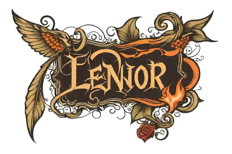 word saying L e N o i r tattoo design idea