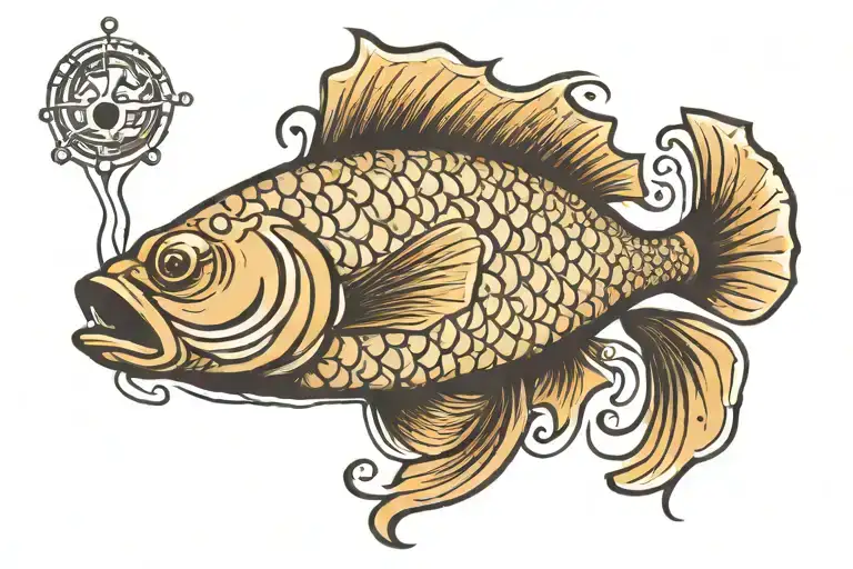 Single Fish swimming tattoo design idea