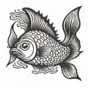 Single Fish swimming tattoo design idea
