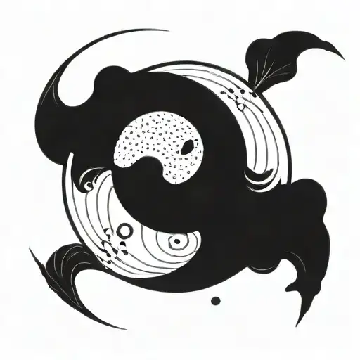 overall circular shape with 2 images intertwined like yin-yang, but two images for theAquarius and Cancer zodiacs tattoo design idea