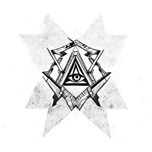 illuminati with two AK-47's tattoo design idea