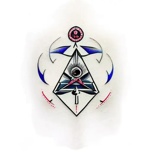 illuminati with two AK-47's tattoo design idea