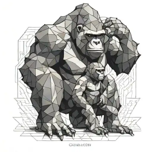 Gorilla and son - signifies dad  tattoo design idea