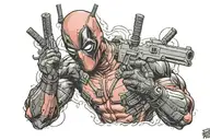 trust no one forearm sleeve deadpool  tattoo design idea