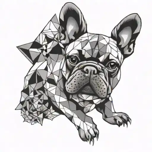 A French bulldog and owl in a geometric mandala design tattoo design idea