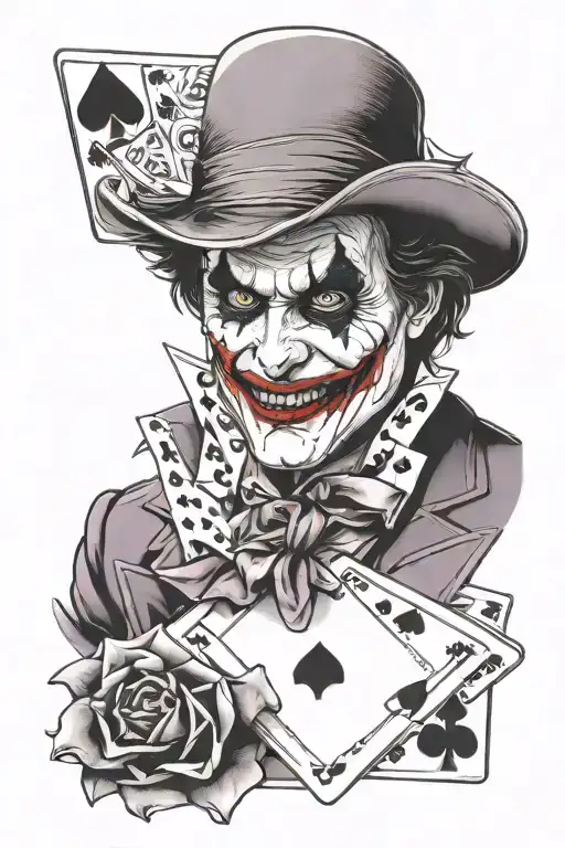 joker cards logo tattoo design idea