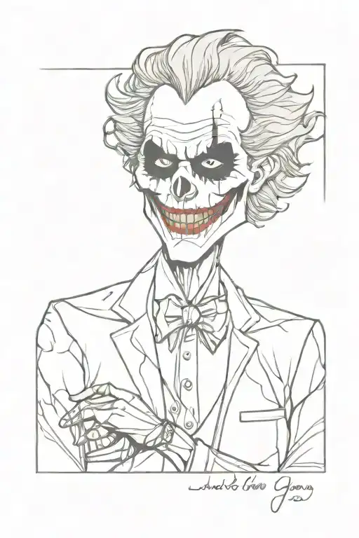 joker, skull soft shading tattoo design idea