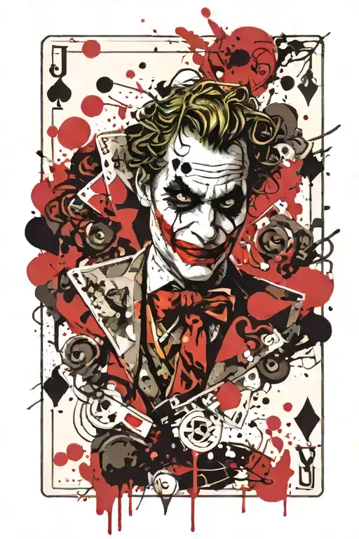 joker playing card tattoo design idea