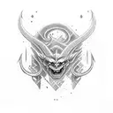 A thin long sword with half a devil's face  tattoo design idea