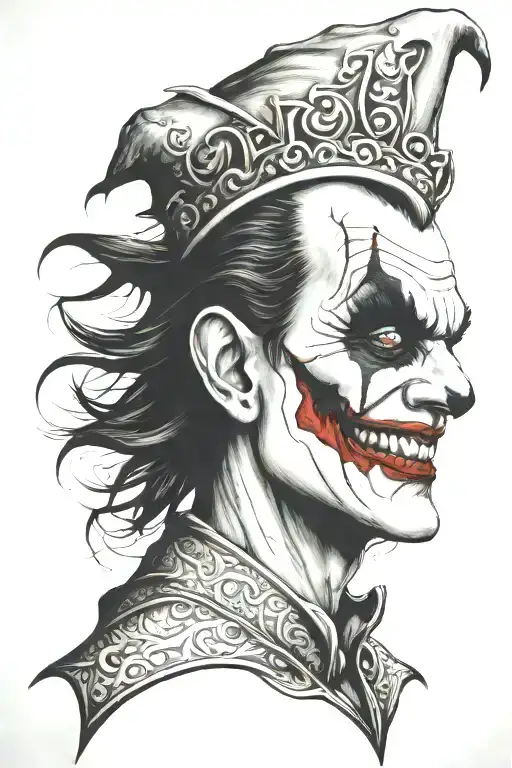 joker as a jester tattoo design idea